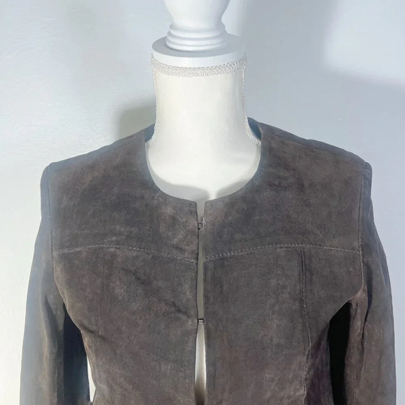 Blank NYC Brown Leather Suede Nuback Fringe Jacket Women's Size XS - Picture 6 of 13